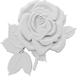 Elegant white rose on a stem with detailed leaves, symbolizing beauty and romance. Ideal for floral-themed designs, crafts, or decorations. Perfect for adding a touch of nature.